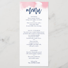 EMPFANG WEDDING MENU niedliche Marine rosa Aquarel Menükarte
