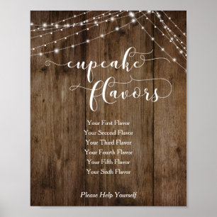 Empfang-Zeichen für Holz und Lights Cupcake Poster