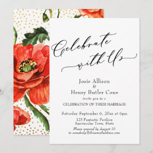 Empfang zum Feiern mit uns Poppies Gold Konfetti Einladung