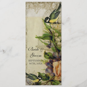 Empfangs-Abendessen-Menü-Gelb-Lied-Vogel-Käfig mit Menükarte