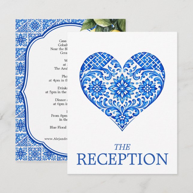 💙🍋Empfangsdetails Azul & Limone Romance Begleitkarte (Vorne/Hinten)