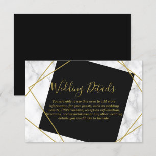 Empfangsdetails in Marmor Schwarz und Faux Gold Einladung