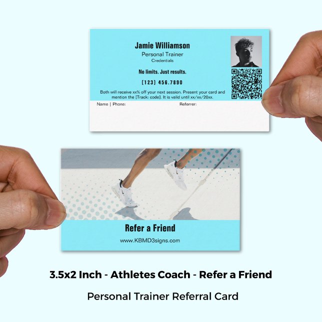 Empfehlen Sie einem Freund Just Results Personal T Empfehlungskarte (3.5x2 Inch, Refer a Friend Just Results Personal Trainer Referral Card)