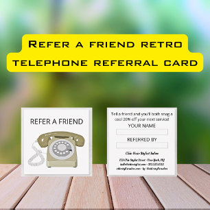 Empfehlen Sie einem Freund Retro-Telefon-Empfehlun Quadratische Visitenkarte