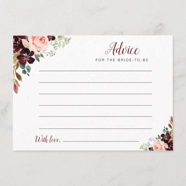 Empfehlungen zu Aquarellbord und Blütenblättern Hinweiskarte (Vorderseite)