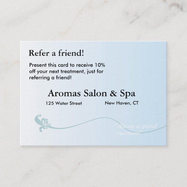 Empfehlungs-Karte mit schattiertem blauem Empfehlungskarte (Vorderseite)