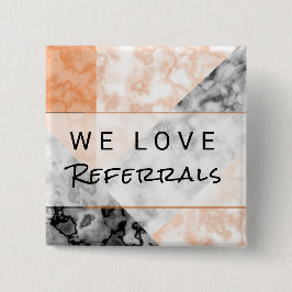 Empfehlungs-Kunden-Loyalitäts-Rosa-Marmor-Collage Button
