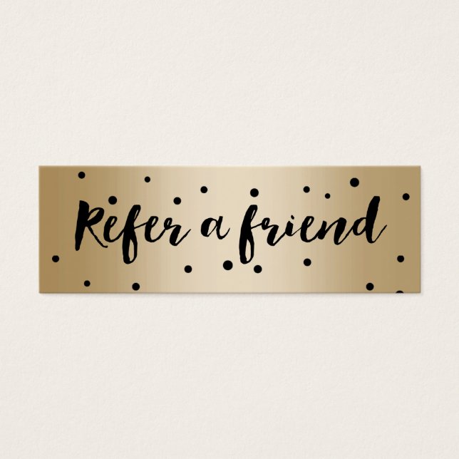 Empfehlungskarte | Elegante Black & Gold Confetti  (Vorderseite)