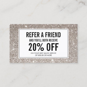 Empfehlungskarte für den Silver Glitzer Salon