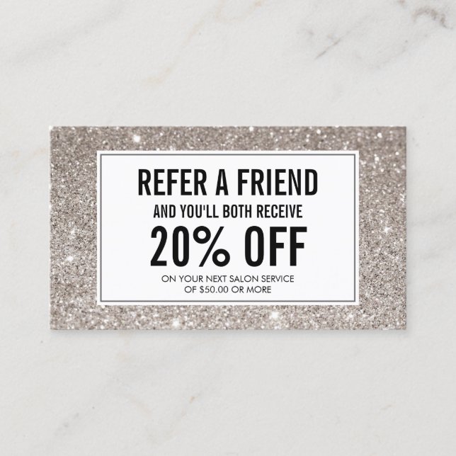 Empfehlungskarte für den Silver Glitzer Salon (Vorderseite)
