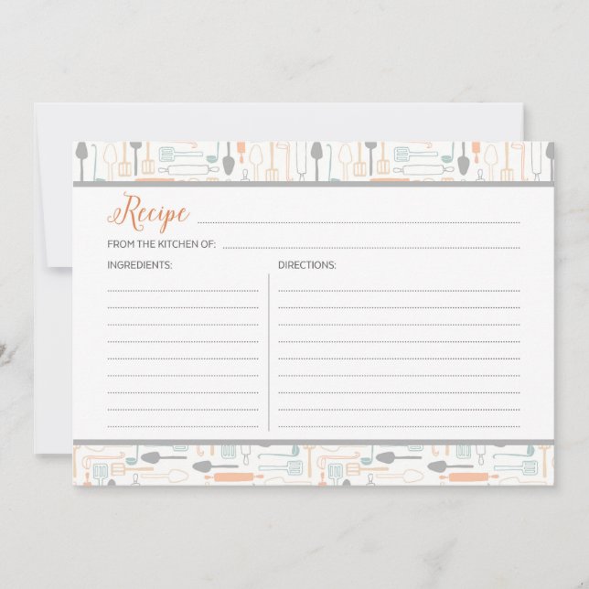 Empfehlungskarte für Orange und Grau Küche (Vorderseite)