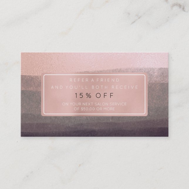 Empfehlungskarte für Salon Rosa Rose Grau Schwarze (Vorderseite)