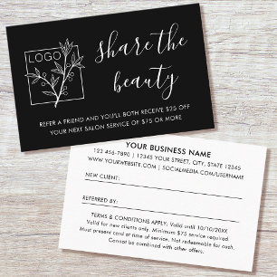 Empfehlungskarte Logo Modern Schwarz Visitenkarte