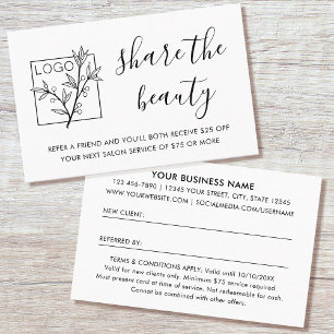 Empfehlungskarte Logo Modern Weiß Visitenkarte