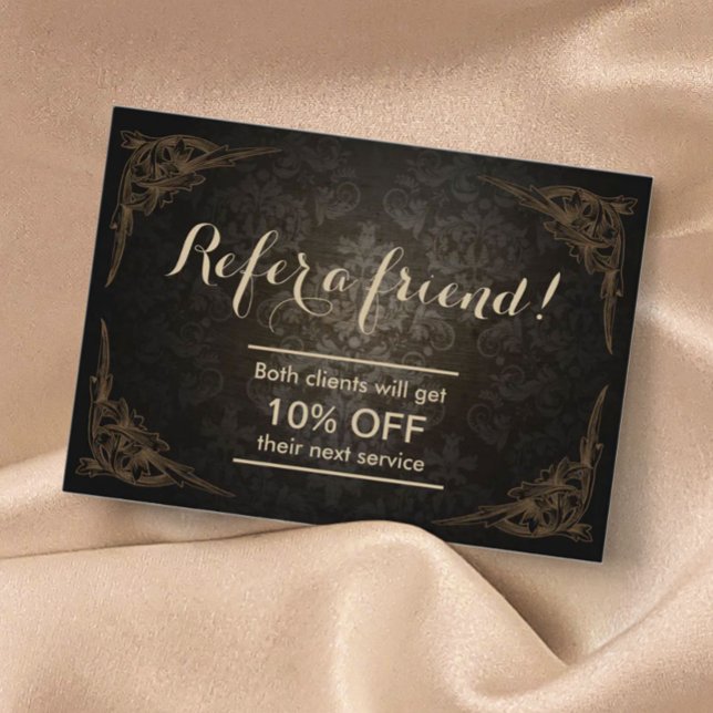 Empfehlungskarte | Vintager Gerahmter Damask Chubb (Von Creator hochgeladen)