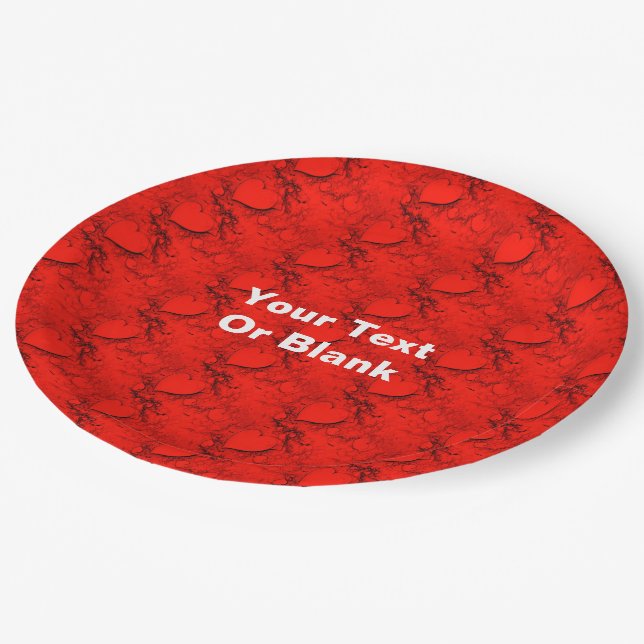 Empfindliche Herzen Pappteller (Schrägansicht)