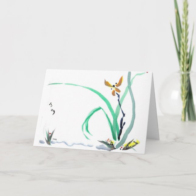 Empfindliche Orchideenkarte mit japanischem Karte (Vorderseite)