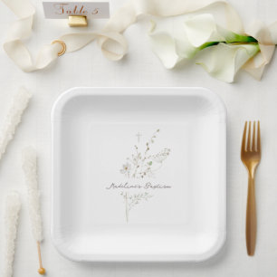 empfindliche Wildblumen Taufe Pappteller