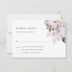 Empfindlicher AquarellHydrangea Wedding Blumen RSVP Karte