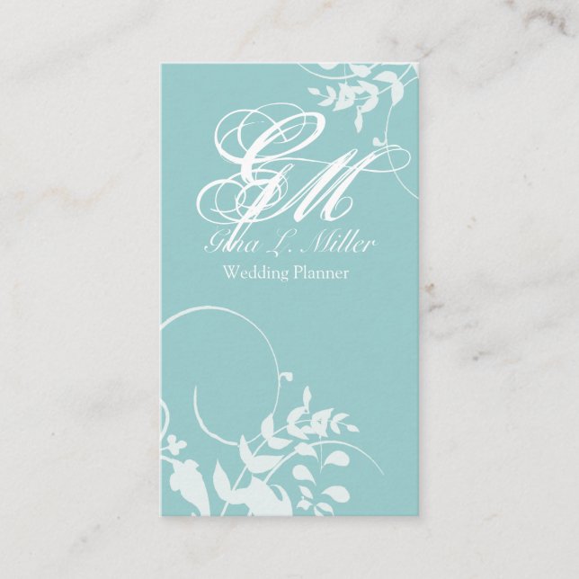 Empfindlicher Blumenfrauen-Monogramm-Event-Planer Visitenkarte (Vorderseite)