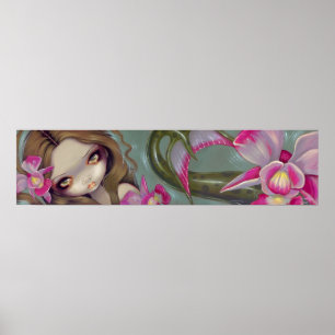 Empfindlicher Orchideen-Meerjungfrau-Kunst-Druck Poster