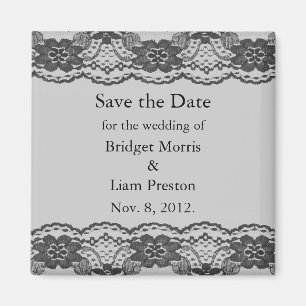 Empfindlicher und Lacy Save the Date Magnet (grau)
