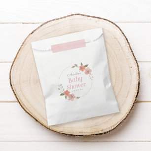 Empfindliches Aquarell-rosa mit BlumenBabyparty Geschenktütchen