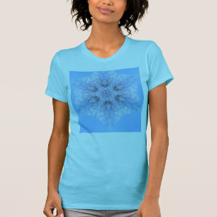 Empfindliches blaues Schneeflocke-Fraktal T-Shirt
