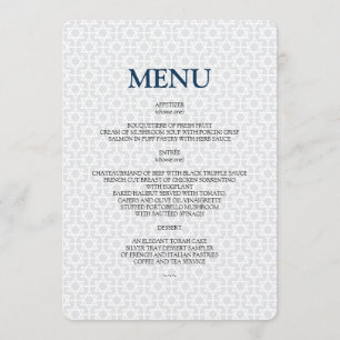 Empfindliches gemustertes Bar/Schläger Mitzvah Menükarte