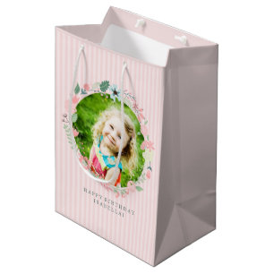 Empfindliches rosa Streifen-kundenspezifisches Mittlere Geschenktüte