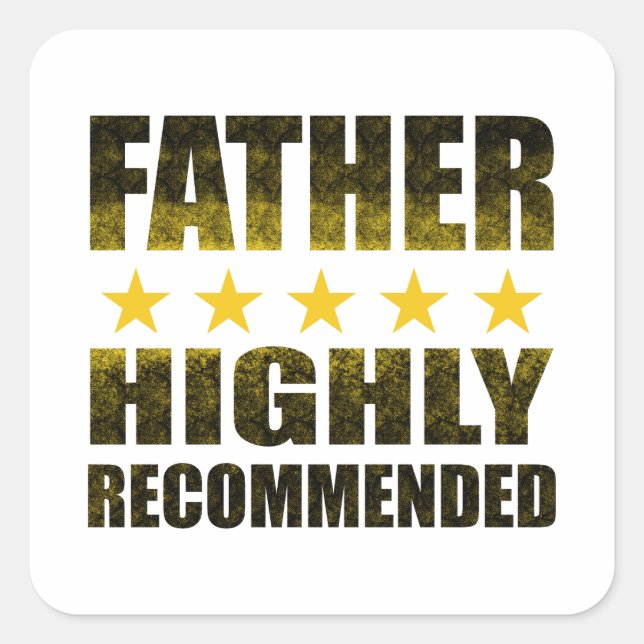 Empfohlener 5-Sterne-Vater Quadratischer Aufkleber (Vorderseite)