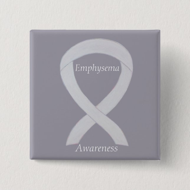 Emphysema Awareness Pearl Ribbon Custom Button (Vorderseite)