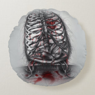 Empire Cage Anatomy Bird Surreal Horror Art Rundes Kissen