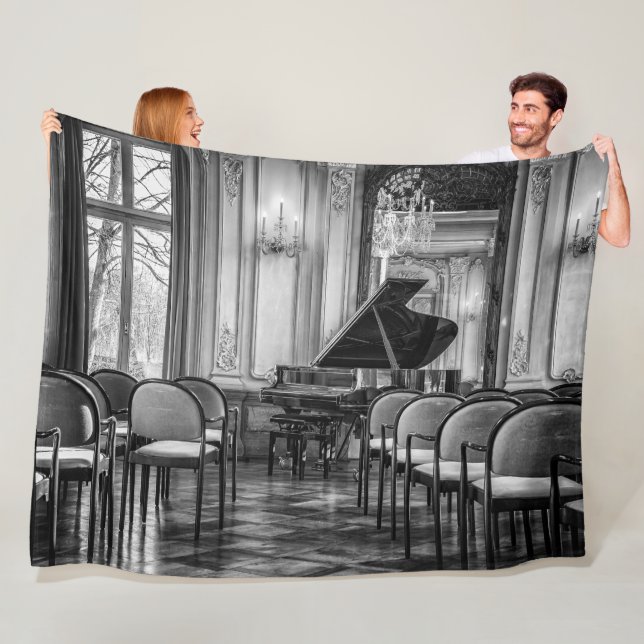 Empire Notes Black and White Music Foto Fleecedecke (Beispiel)