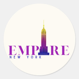 Empire State Building-New York-Vibrant Purple- Runder Aufkleber