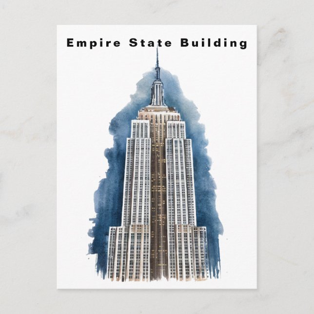 Empire State Building New York Watercolor  Postkarte (Vorderseite)