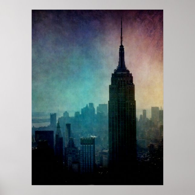 Empire State Gebäude bei Dämmerung Poster (Vorne)