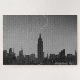 Empire State Gebäude Blitzschlag BW - A1 Puzzle