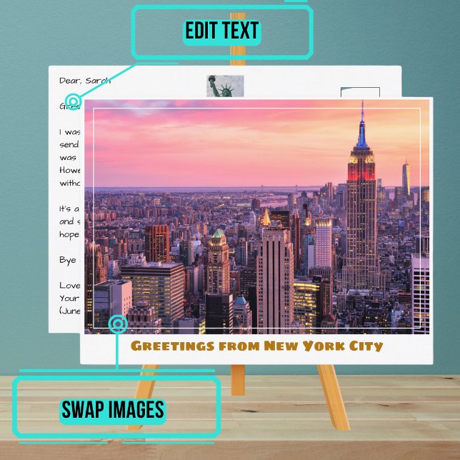 Empire State Gebäude in Dusk in New York City Postkarte (Please enjoy our New York City postcard)