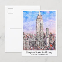 Empire State Gebäude New York Aquarell Sketch