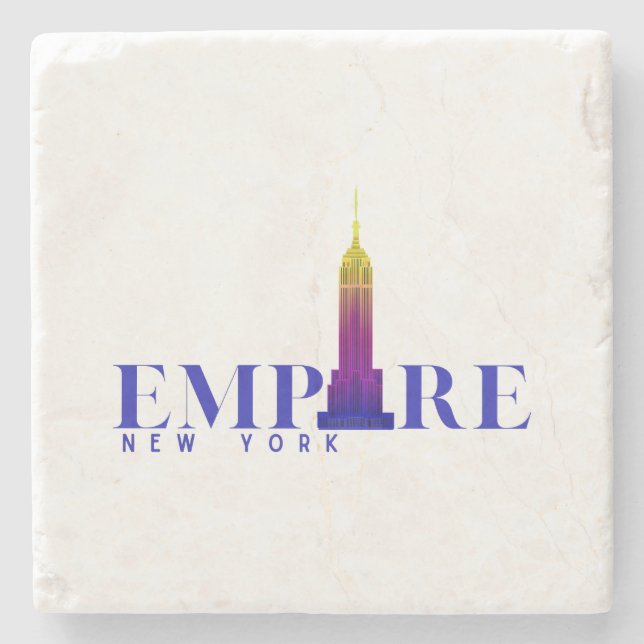 Empire State Gebäude-New York-Vibrant Blue- Steinuntersetzer (Vorderseite)