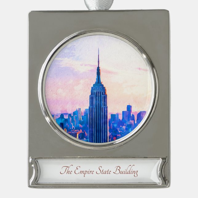 Empire State Gebäude Travel Watercolor Ornament (Vorderseite)