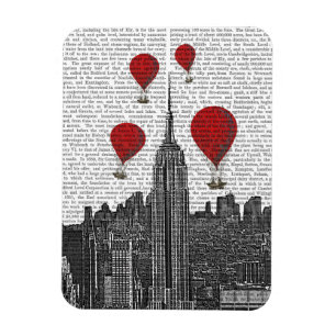 Empire State Gebäude und Red Hot Air Balloons Magnet