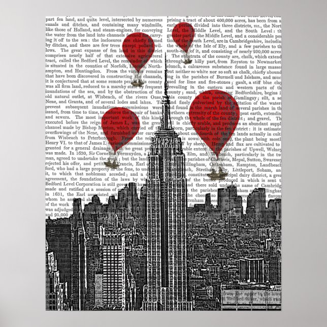 Empire State Gebäude und Red Hot Air Balloons Poster (Vorne)