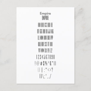 Empire - Zazzle Schriftart - Musterblatt Postkarte