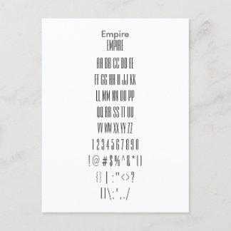 Empire - Zazzle Schriftart - Musterblatt Postkarte