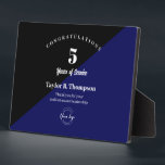 Employee 5 years of service Custom logo blue Fotoplatte<br><div class="desc">Celebrate a decade of dedication and commitment with our Employee 5 Years of Service Custom Logo plaque It's important to recognize and appreciate your employees for their years of service, and this elegant trophy-style plaque is the perfect way to convey your appreciation. The award features a sleek black and blue...</div>