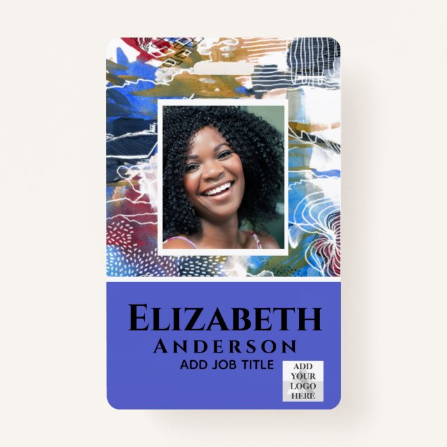 EMPLOYEE FOTO ABZEICHEN QR Code Strichcode Abstrak Ausweis (Vorderseite)