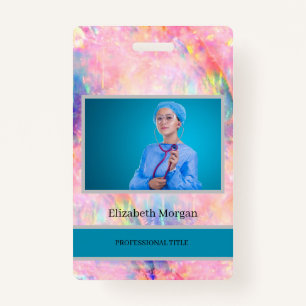 Employee Foto Trendy Holographic Opal Ombre Ausweis