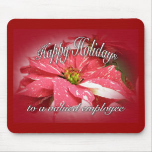 Employee Holiday wünscht Poinsettia auf Red Mousepad